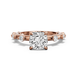 Image for Square Cushion Hidden Halo Ring with Floating Station band