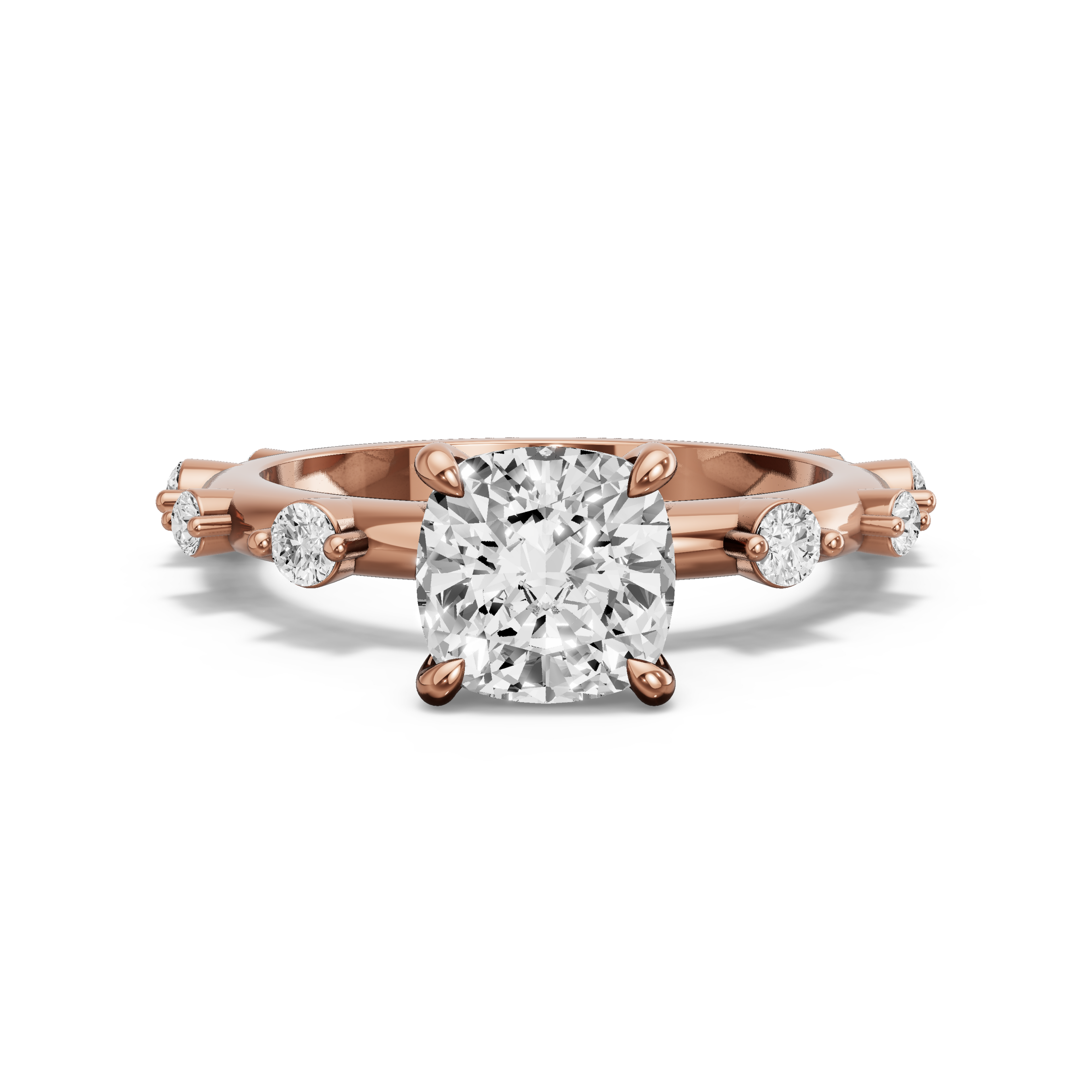 Image for Square Cushion Hidden Halo Ring with Floating Station band