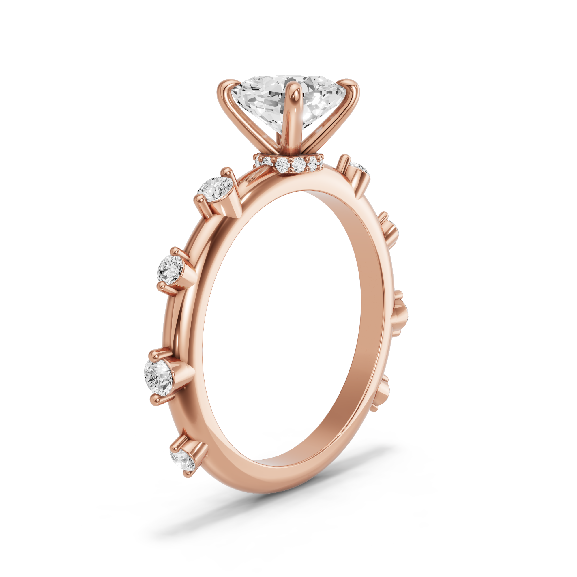Image for Square Cushion Hidden Halo Ring with Floating Station band