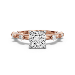 Image for Cushion Hidden Halo Ring with Floating Station band