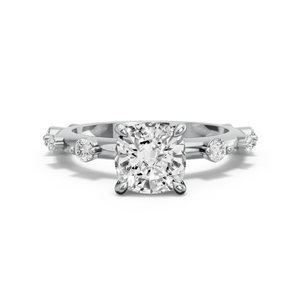 Image for Square Cushion Hidden Halo Ring with Floating Station band