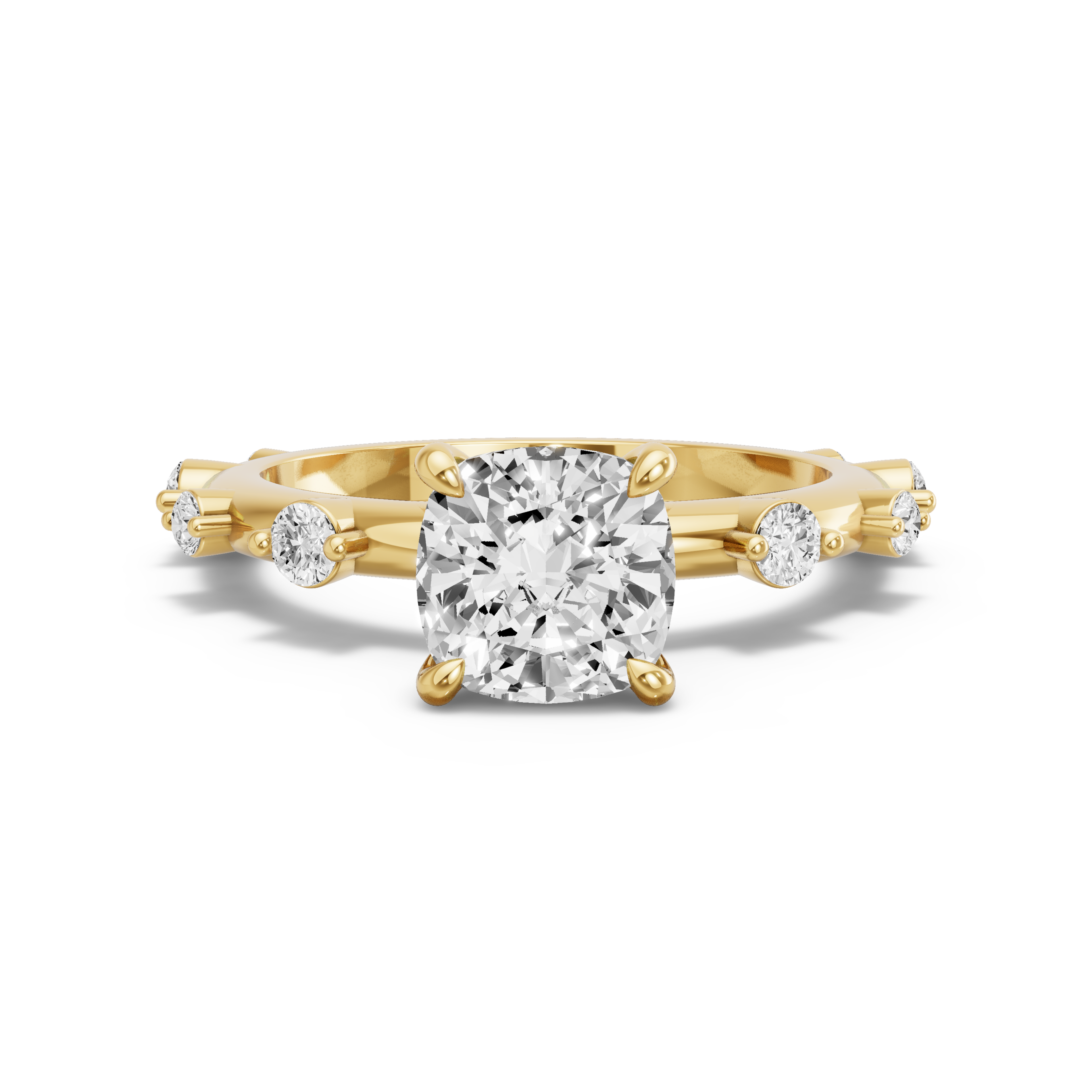 Image for Square Cushion Hidden Halo Ring with Floating Station band