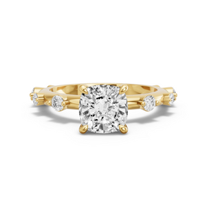 Image for Cushion Hidden Halo Ring with Floating Station band