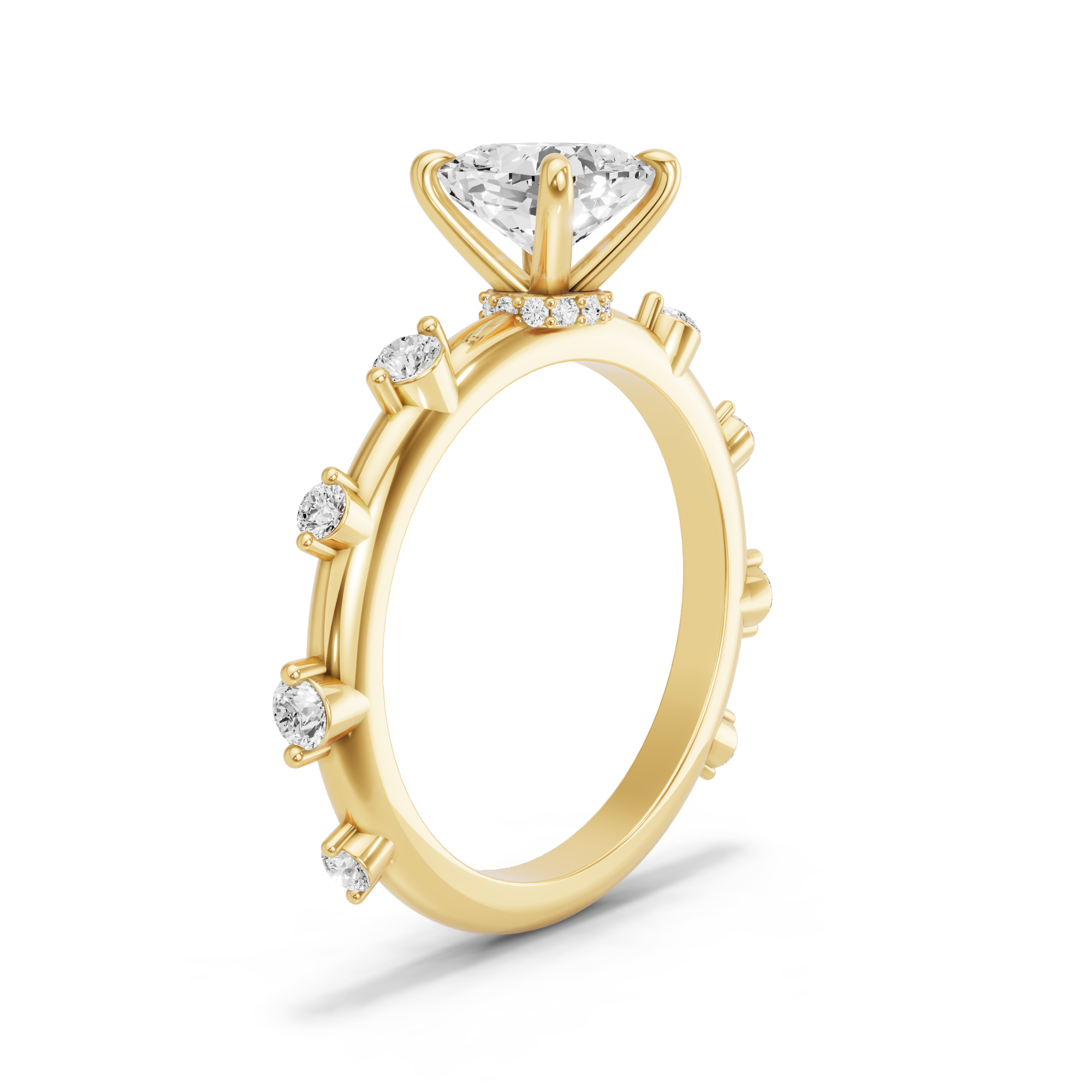 Image for Square Cushion Hidden Halo Ring with Floating Station band