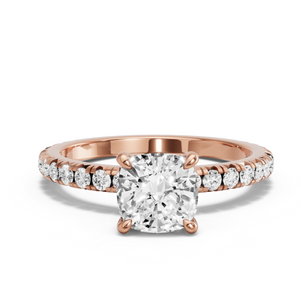Image for Cushion Hidden Halo Ring with French Pave band