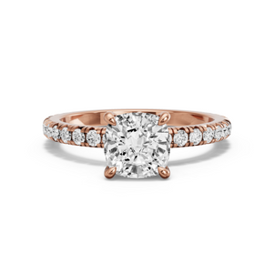 Image for Cushion Hidden Halo Ring with French Pave band