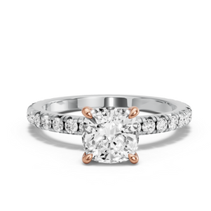 Image for Cushion Hidden Halo Ring with French Pave band