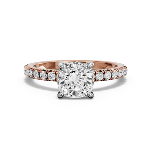 Image for Cushion Hidden Halo Ring with French Pave band