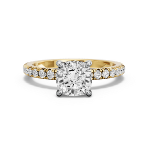 Image for Cushion Hidden Halo Ring with French Pave band