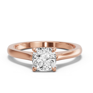 Image for Square Cushion Hidden Halo Ring with Knife Edge Cathedral band