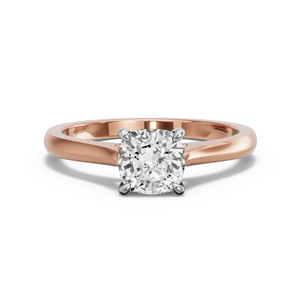 Image for Square Cushion Hidden Halo Ring with Knife Edge Cathedral band