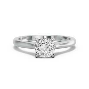 Image for Square Cushion Hidden Halo Ring with Knife Edge Cathedral band