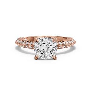 Image for Cushion Hidden Halo Ring with Knife Edge Pave band