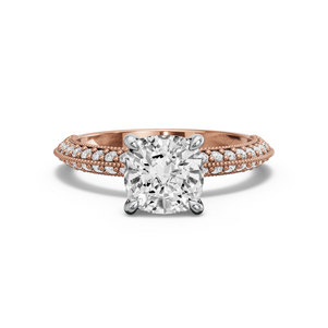 Image for Cushion Hidden Halo Ring with Knife Edge Pave band