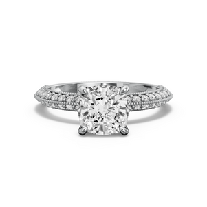 Image for Cushion Hidden Halo Ring with Knife Edge Pave band