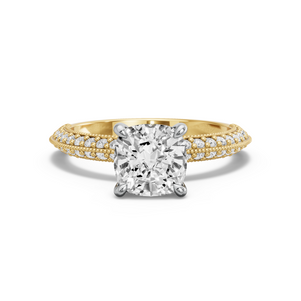 Image for Cushion Hidden Halo Ring with Knife Edge Pave band