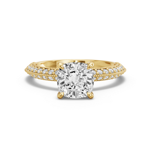 Image for Cushion Hidden Halo Ring with Knife Edge Pave band