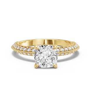 Image for Square Cushion Hidden Halo Ring with Knife Edge Pave band