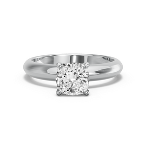 Image for Square Cushion Hidden Halo Ring with Knife Edge Solitaire band