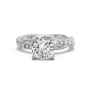 Image for Cushion Hidden Halo Ring with Rope Pave band