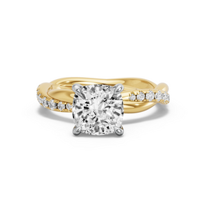 Image for Cushion Hidden Halo Ring with Rope Pave band