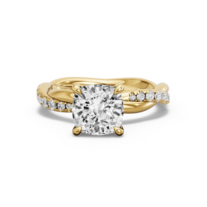 Image for Cushion Hidden Halo Ring with Rope Pave band