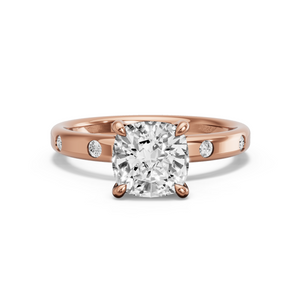 Image for Square Cushion Hidden Halo Ring with Sleek Accent band