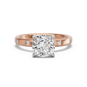 Image for Square Cushion Hidden Halo Ring with Sleek Accent band