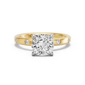 Image for Cushion Hidden Halo Ring with Sleek Accent band