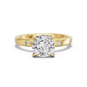 Image for Square Cushion Hidden Halo Ring with Sleek Accent band