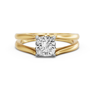 Image for Square Cushion Hidden Halo Ring with Split Ring Solitaire band