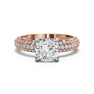 Image for Cushion Hidden Halo Ring with Triple Row Pave band
