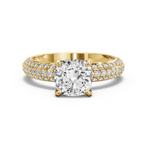 Image for Cushion Hidden Halo Ring with Triple Row Pave band