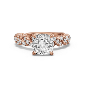Image for Cushion Hidden Halo Ring with Twist Pave band