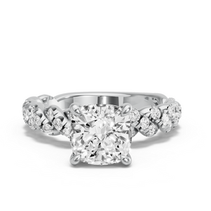 Image for Cushion Hidden Halo Ring with Twist Pave band