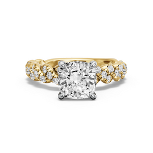 Image for Cushion Hidden Halo Ring with Twist Pave band
