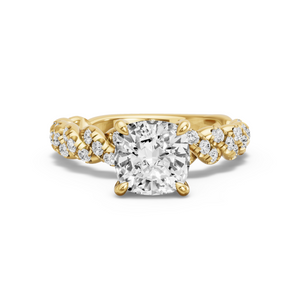 Image for Cushion Hidden Halo Ring with Twist Pave band