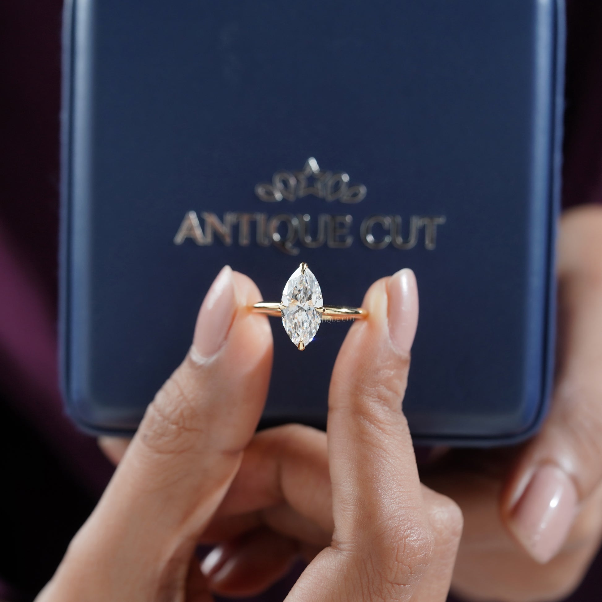 Marquise 3.20ct Lab Grown Diamond Hidden Halo Engagement Ring | IGI Certified