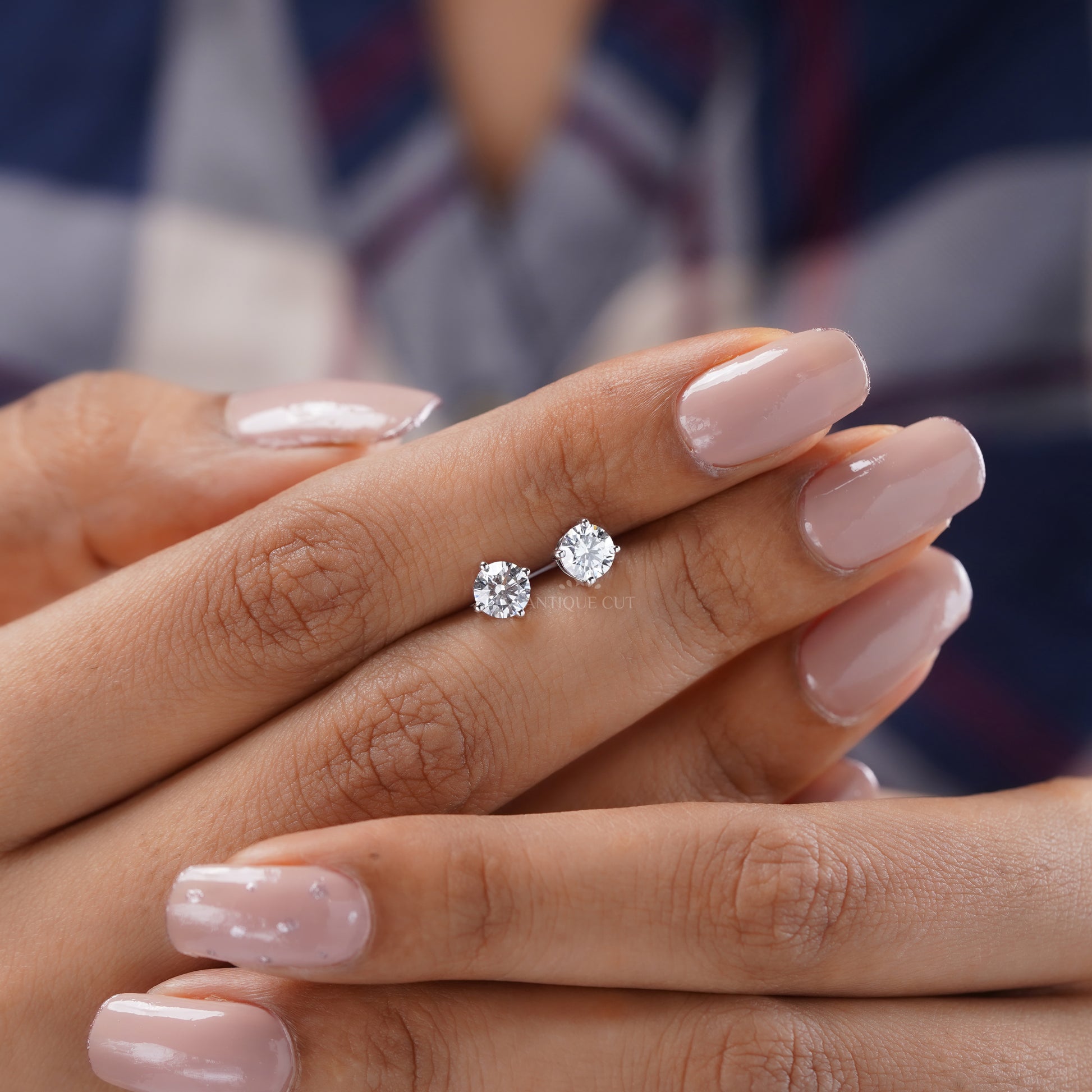 1.00tcw Round Lab Diamond Stud Earrings | Classic White Gold Solitaire Setting