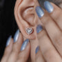 Romantic heart diamond stud earrings with rose gold finish