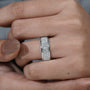 Luxury round diamond wedding band in white gold
