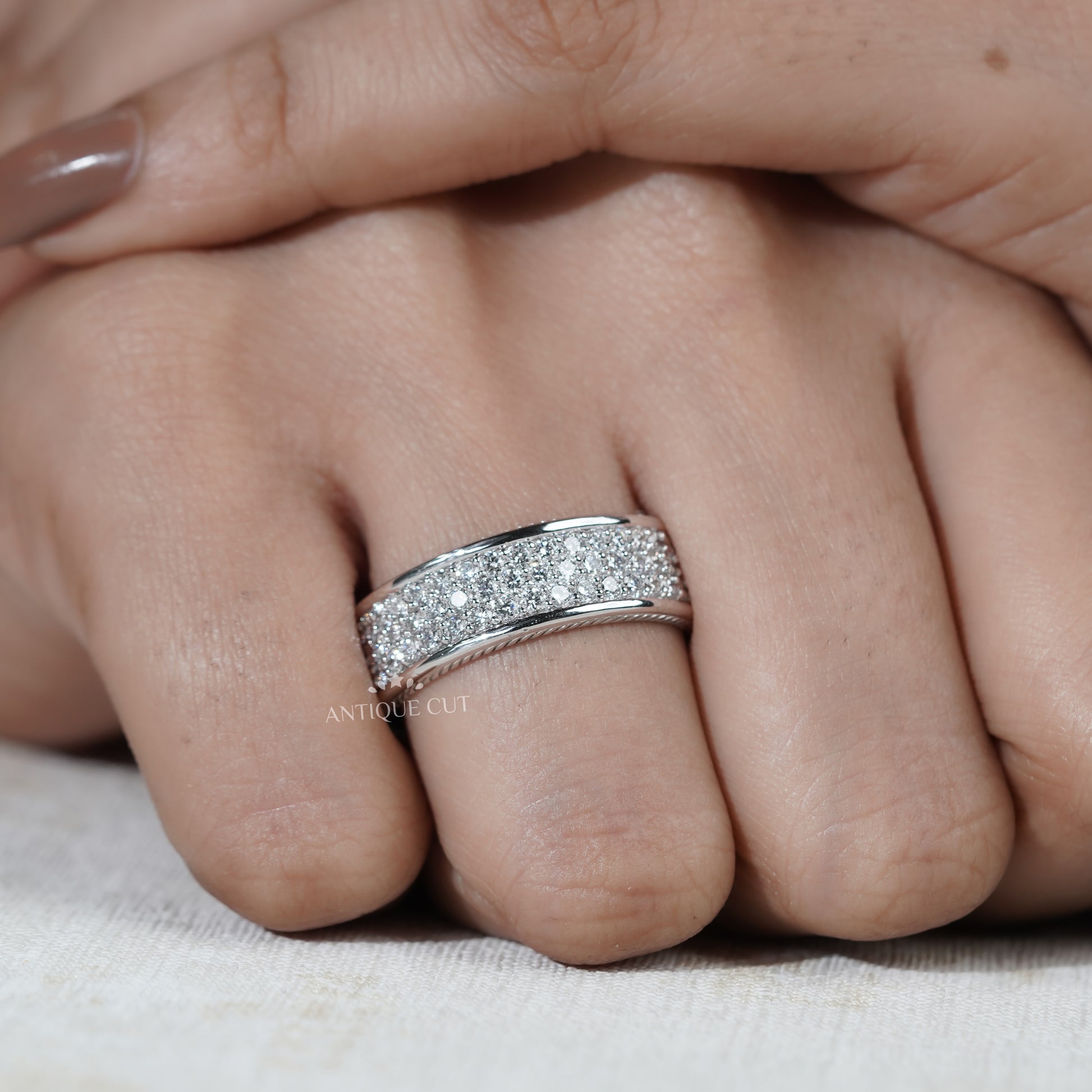 Classic round diamond wedding band