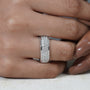White gold wedding band with round diamonds