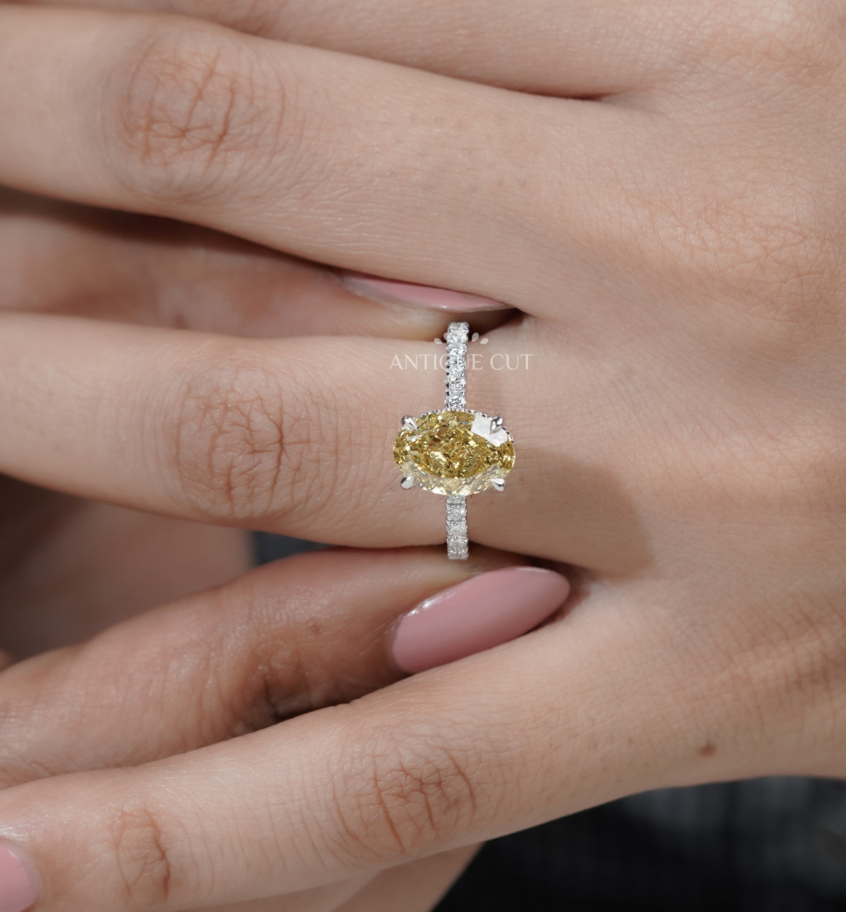 Yellow Oval Cut Diamond Ring