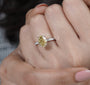 Hidden halo yellow diamond ring by Antiquecut