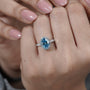 Elegant Oval Halo Fancy Blue Diamond Ring