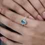 Oval Halo Fancy Blue Diamond Ring Pave Band Design