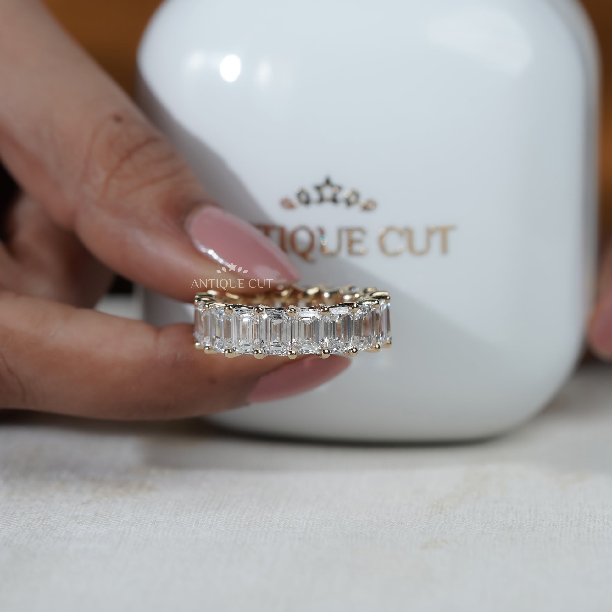 Lab Grown Emerald Cut Diamond Eternity Band