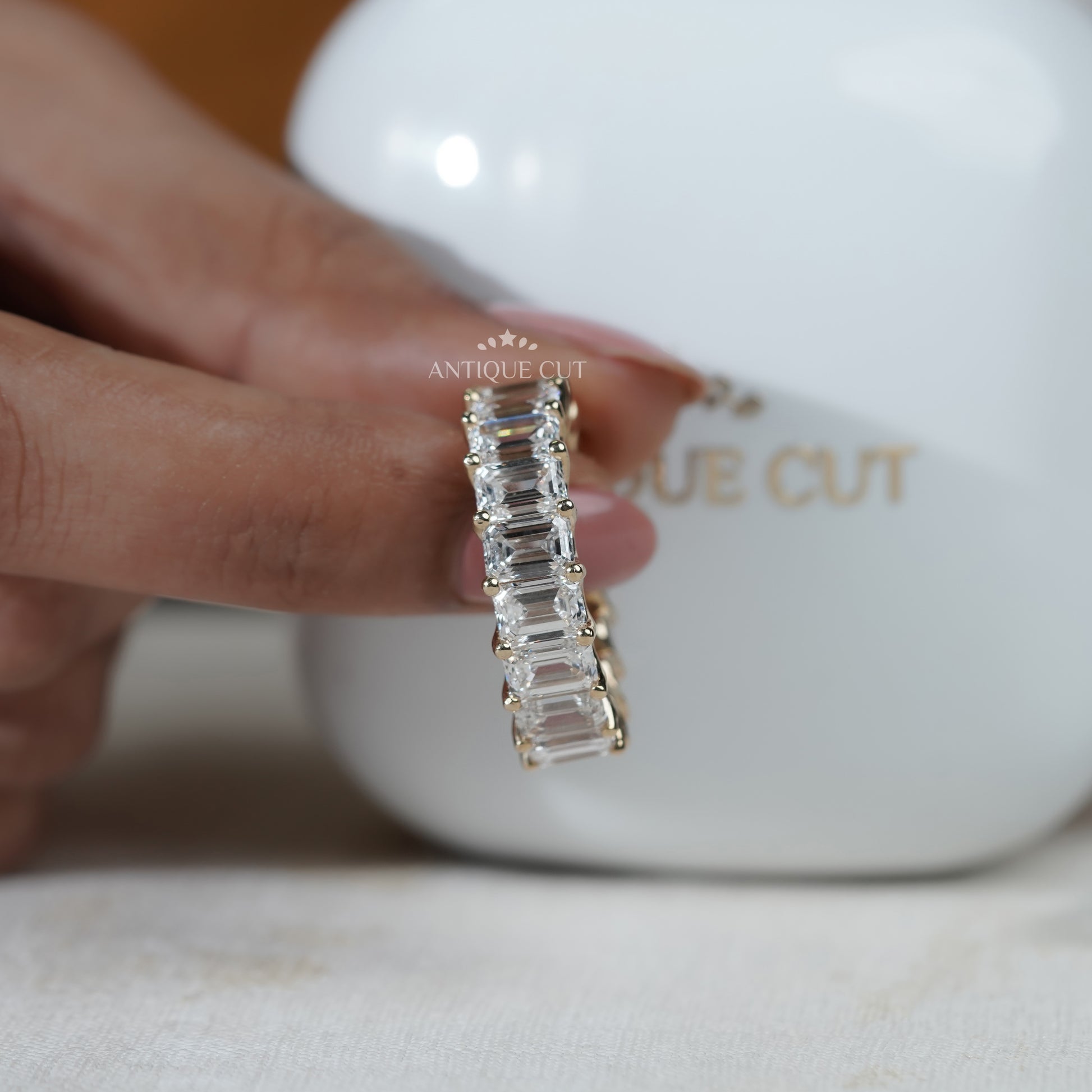 Lab Grown Emerald Cut Diamond Eternity Band