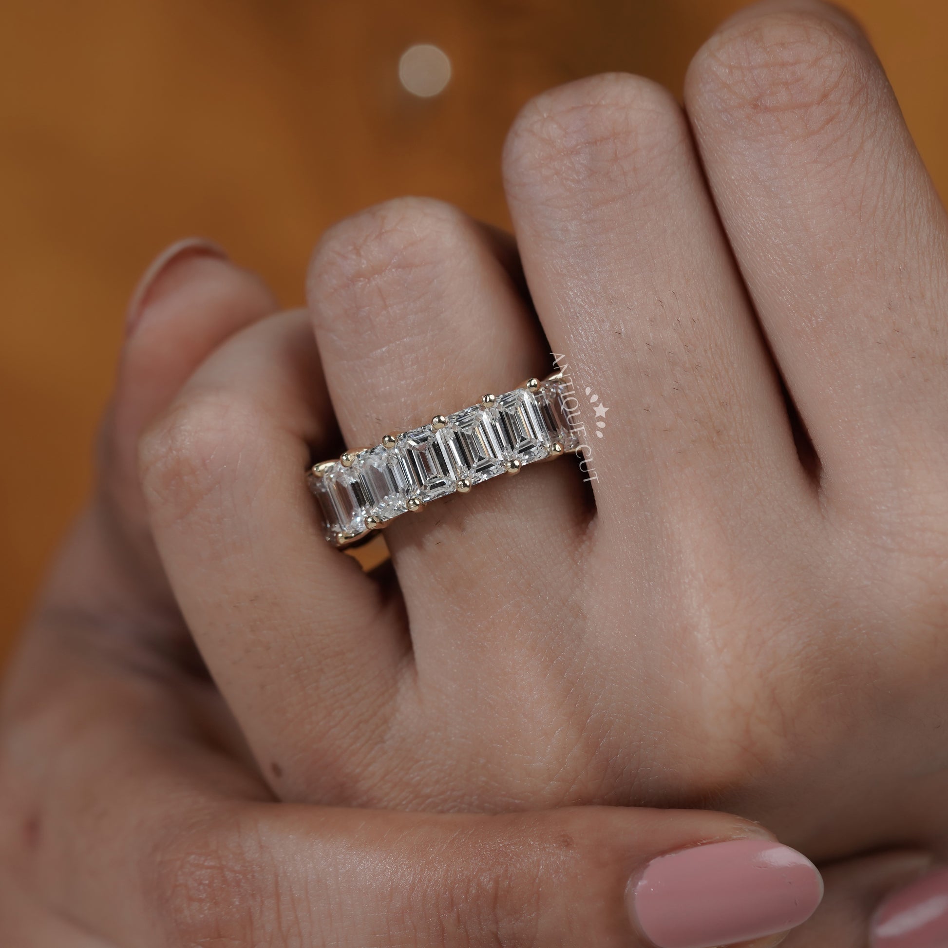 Lab Grown Emerald Cut Diamond Eternity Band